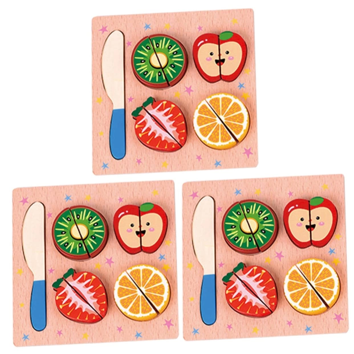 WGDJJ Cutting Toy Set - 3 Sets Wood Non Toxic