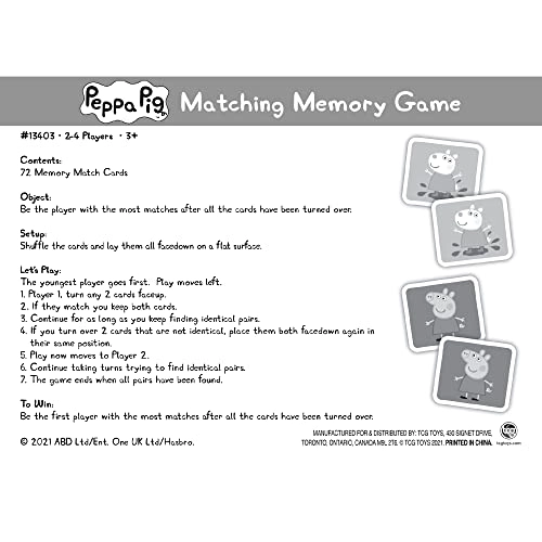 Peppa Pig Memory Matching Card Game - 36 months - 10 years 72 pieces