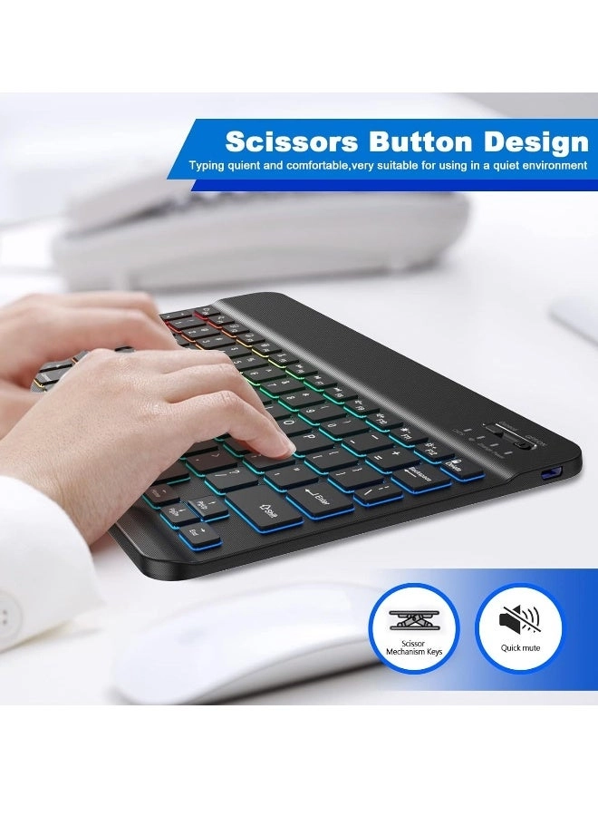 Bluetooth Keyboard - 7-Color Backlit Rechargeable Battery