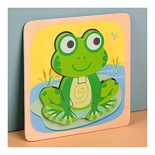 Wooden Animal Car Three-dimensional Jigsaw Puzzle - 3 years and up