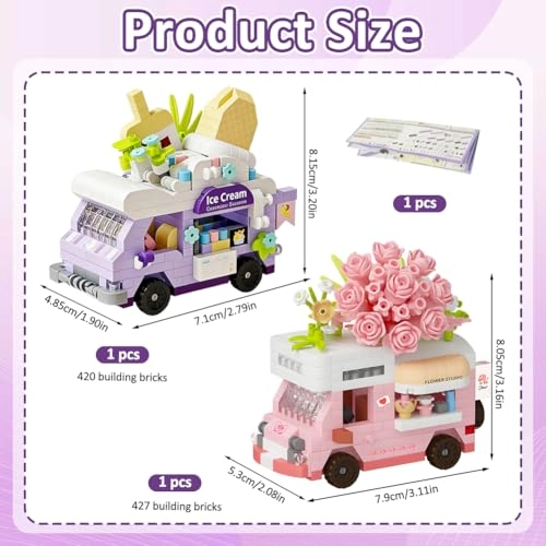 Ice Cream Food Truck + Flowering Flower Trolley - 2 pcs