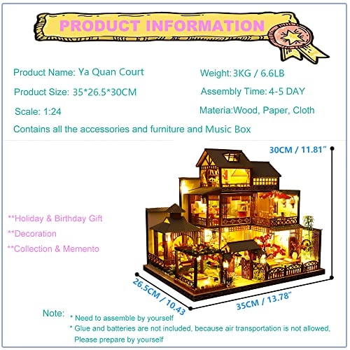 DIY Miniature Dollhouse Kit - Ya Quan Court-music