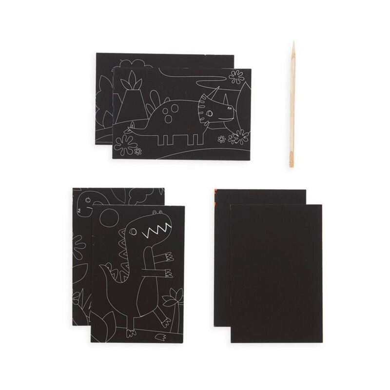 Mini Scratch & Scribble Art Kit - 4 illustrated scratch cards (4 x 6 inches) 2 rainbow DIY blank scratch cards (4 x 6 inches) 1 wooden stylus