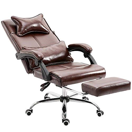 Desk Chair - PU Leather Brown High Back