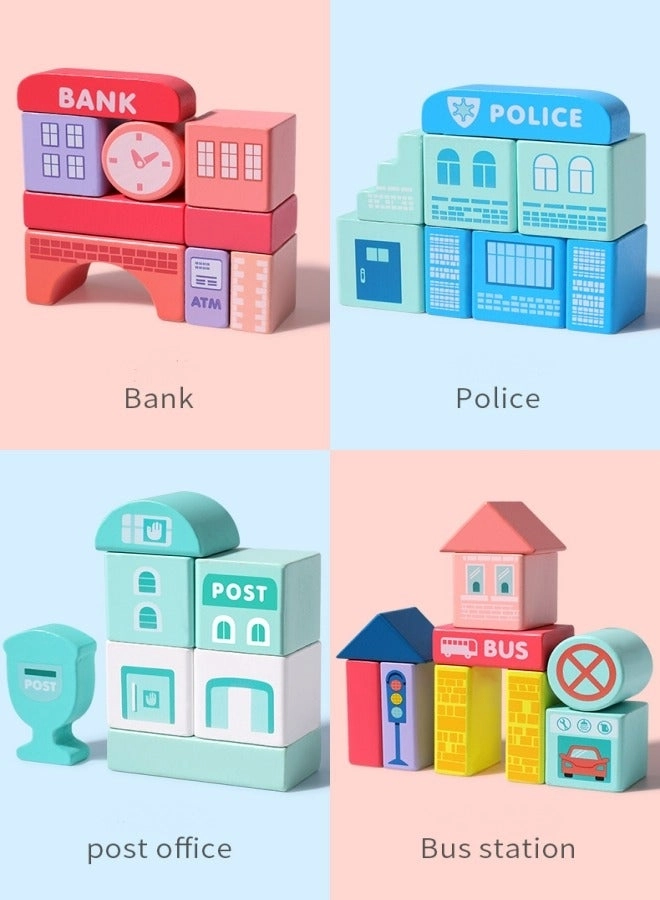 Wooden Building Blocks - Macaron Color 108pcs