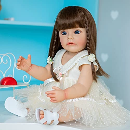 Sue-Sue Reborn Baby Doll - 55 cm Silicone Rooted Brown Hair