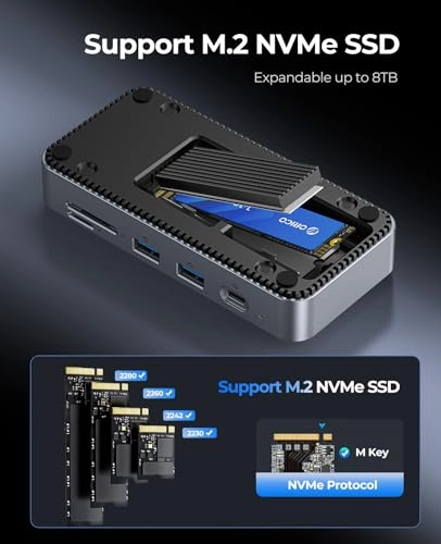 MiniLink - Mac mini M4 Aluminium USB C Hub SSD Housing for M.2 NVMe/SATA