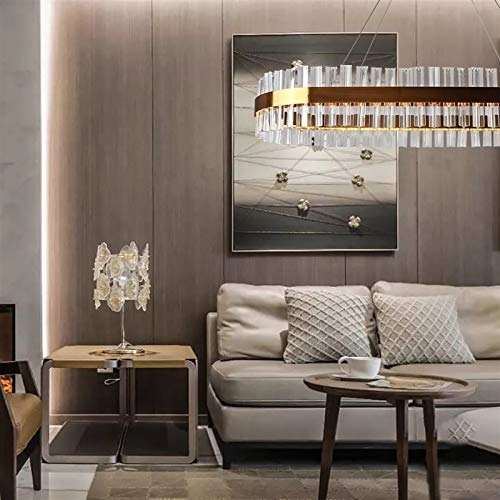 Rectangle Crystal Led Chandelier - Gold L60 W30 H15cm