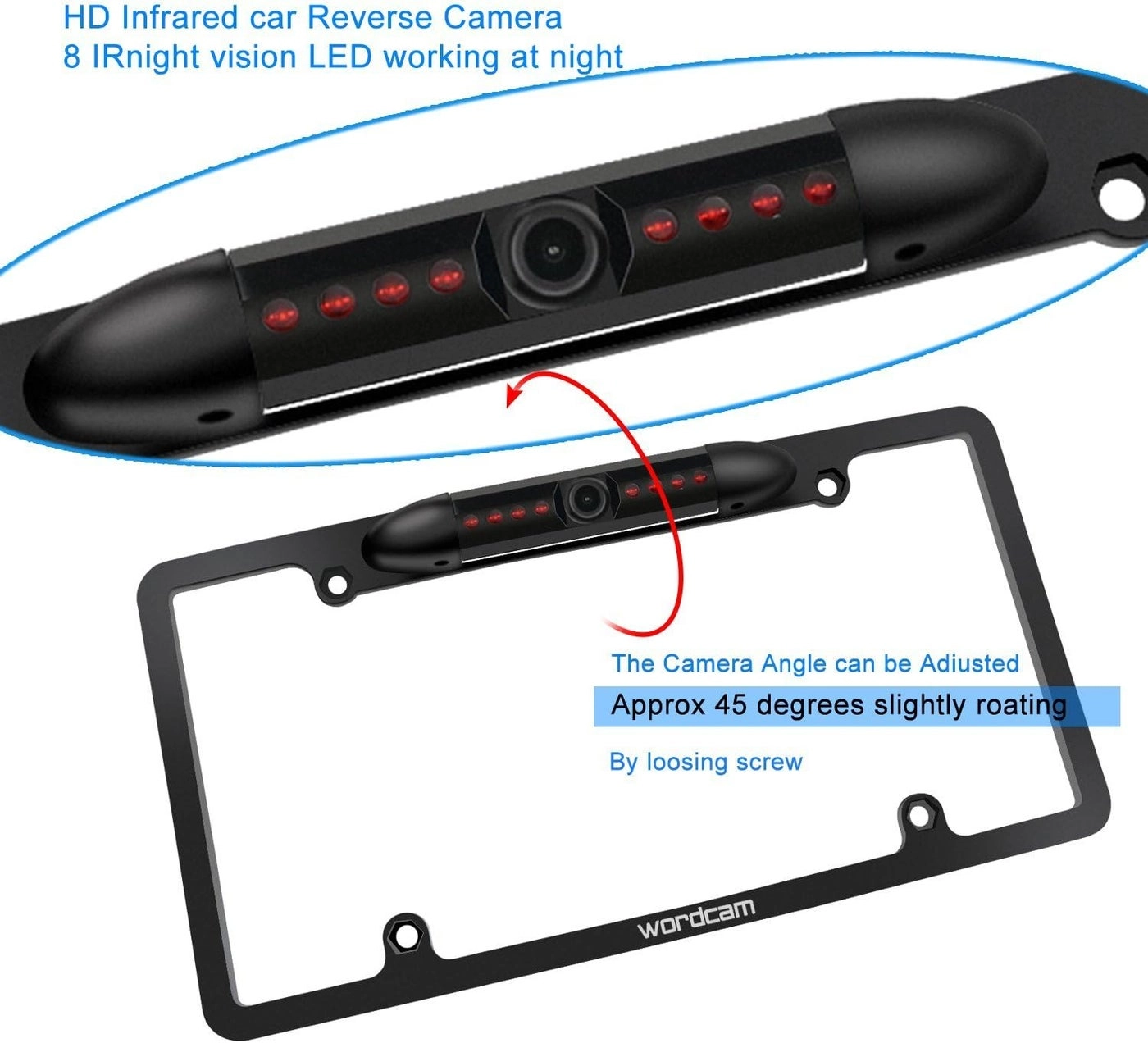 License Plate Frame Rear View Backup Camera - Night vision