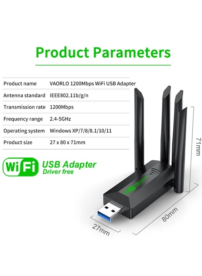 USB WiFi Adapter - Dual Band 5G/2.4G USB 3.0 Wireless