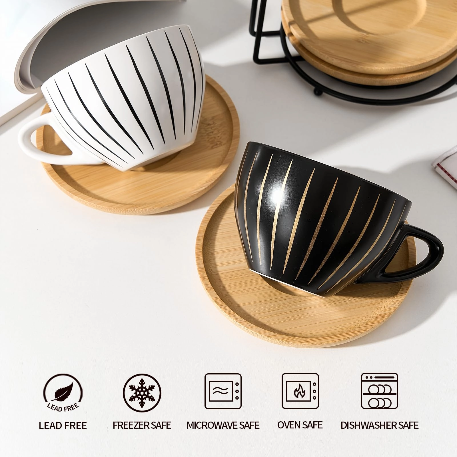 Cappuccino Cup - 4 pcs - Classic Espresso Pattern - 237 ml