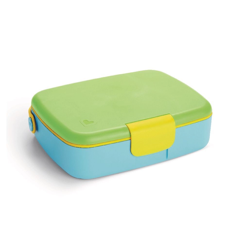 Munchkin Inside 5 Compartment Bento Box - Green with Utensils