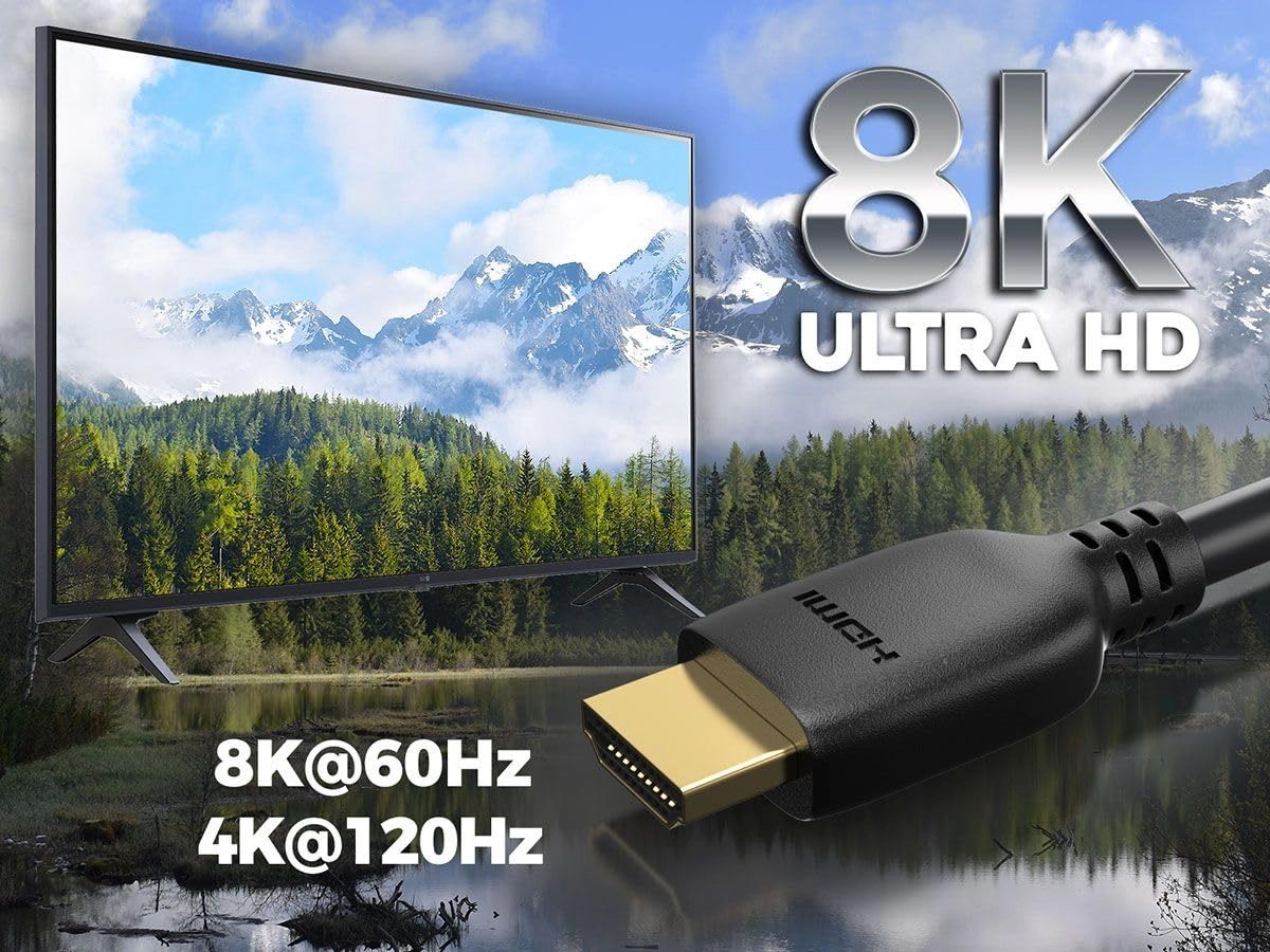 HDMI Cable - 8K 10-FEET with Ethernet + USB Cable + Power Cord