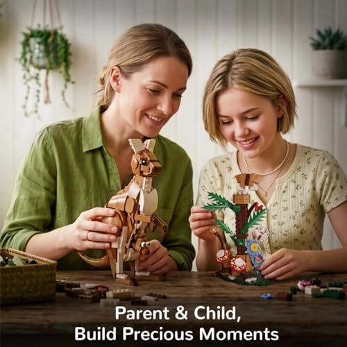 3-in-1 animal family building blocks - Cat, Fox & Kangaroo 1035 pcs
