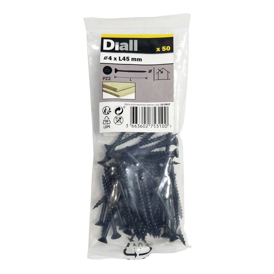 Diall Carbon Steel Furniture Screw Pack 4mm 45mm