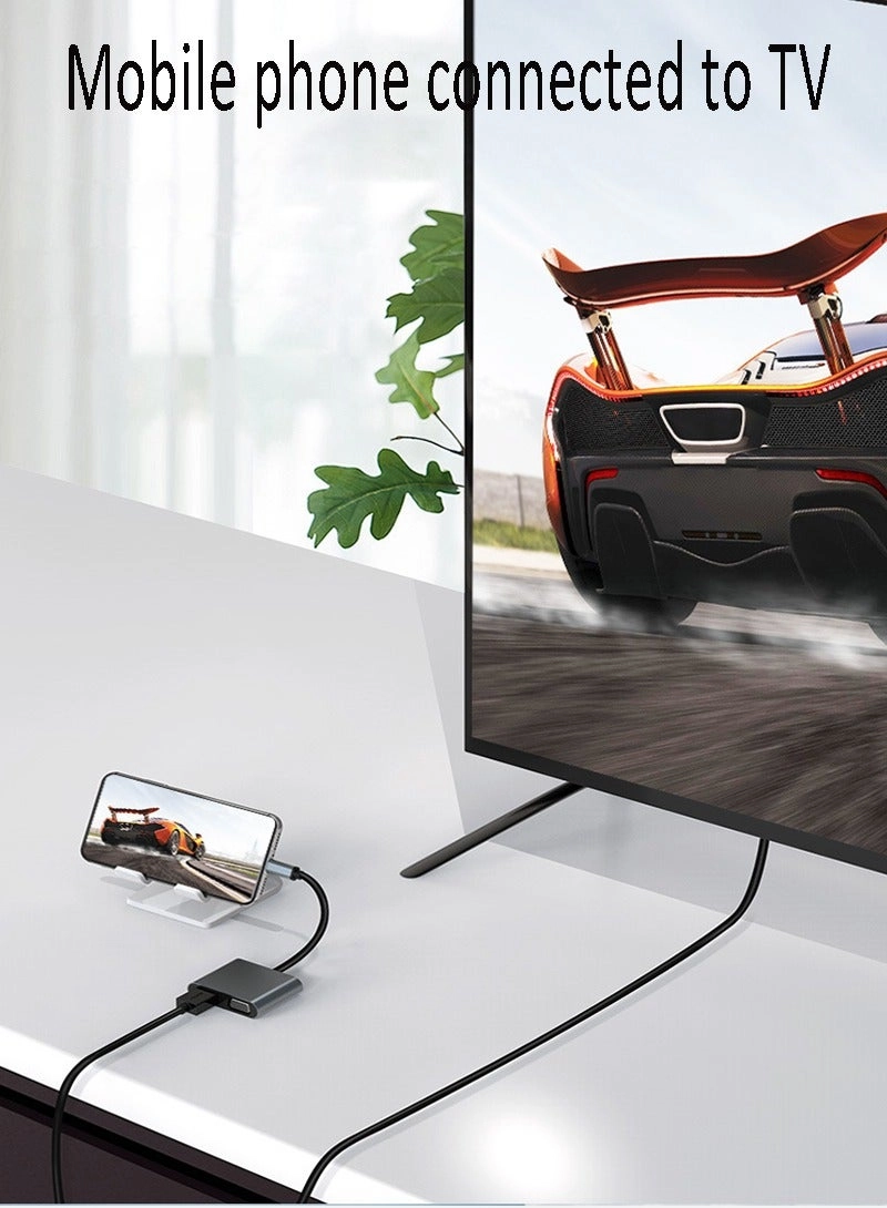 USB C Hub Adapter - 4K HDMI 1080P VGA 100W PD Charging