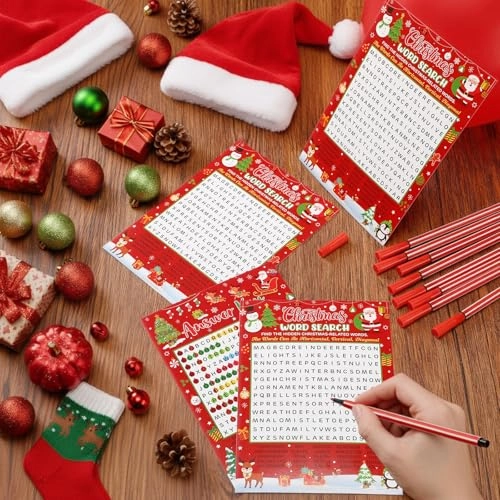 Christmas Word Search Game Card Set - English 12 years and up 41 Pcs