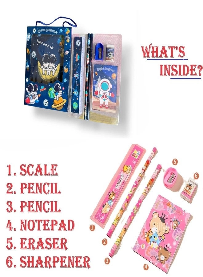 Scale + Pencils + Notepad + Eraser + Sharpener - Set of 4