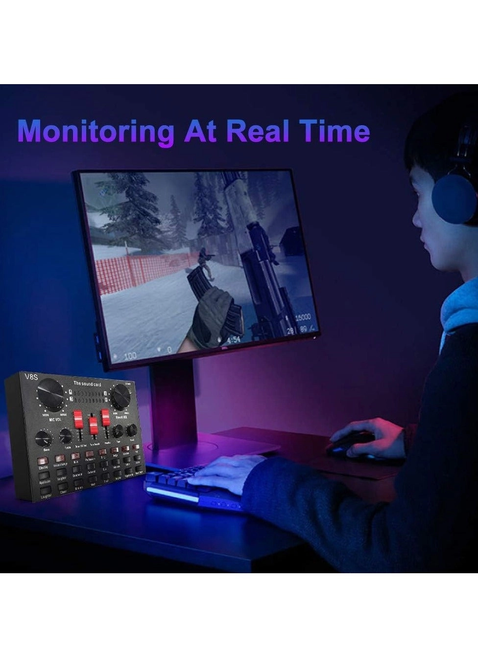 V8S Live Streaming Sound Wireless Microphone