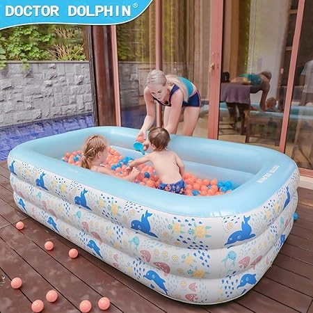 Doctor Dolphin Inflatable Pool - 180 x 135 x 60 cm Ages 3+