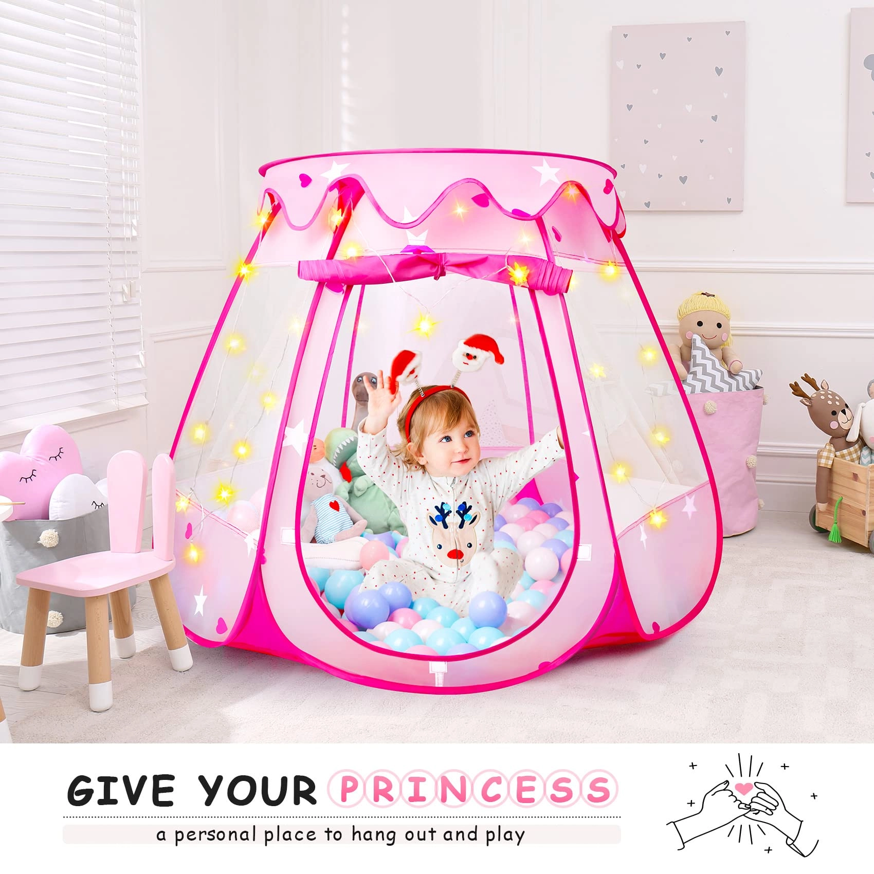 Princess Tent - 49 x 49 x 33 inches With Star Lights