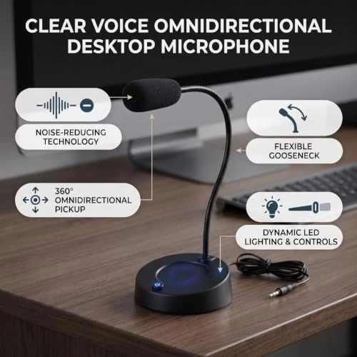 Desktop Computer Mic 3.5mm-Mini-Jack Microphone