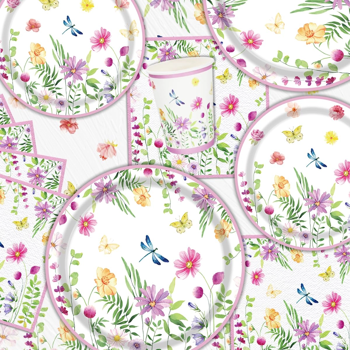 Spring Flower Party Supplies - 83 Pack Baby Shower