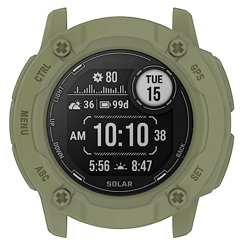 Bumper Case for Garmin Instinct 2X Solar 50mm - Shockproof Green+Blue TPU 2-Pack