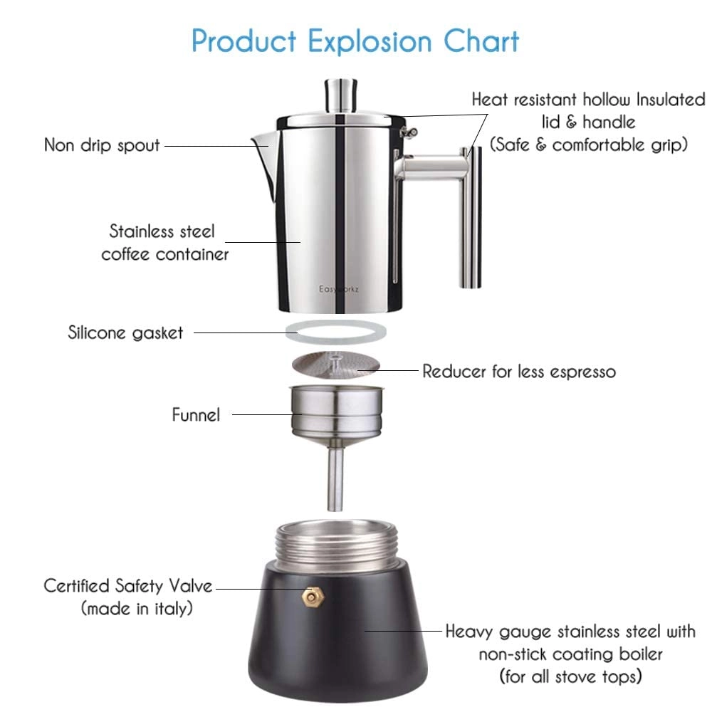 Moka Pot - Stovetop Induction 6Cup