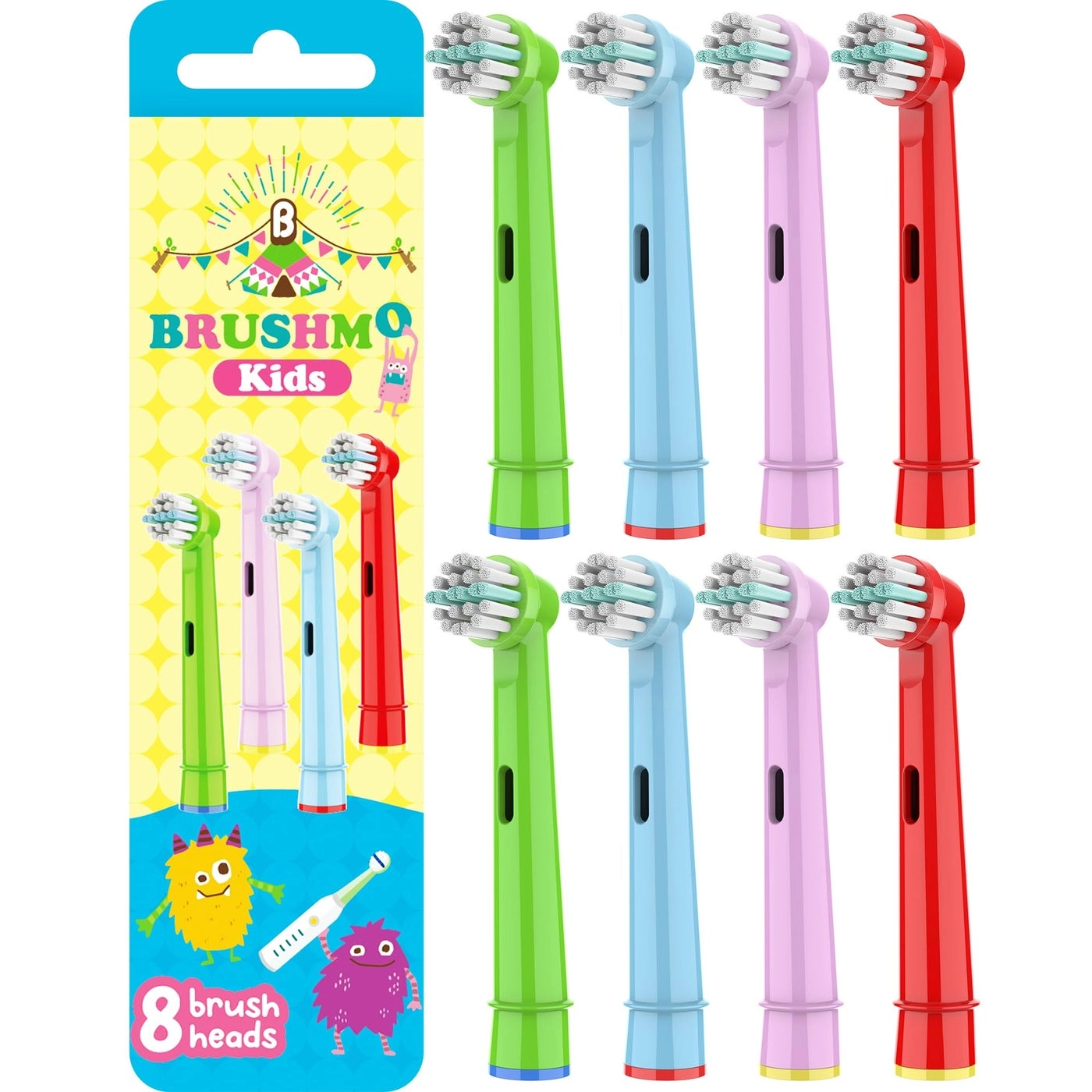BRUSHMO Kids Toothbrush Replacement Heads - Soft 8-Piece Pack
