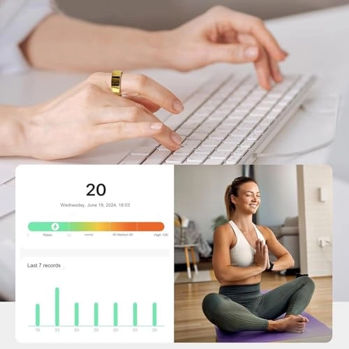 Smart Ring Health Tracker - Silver #8 IP68 Waterproof