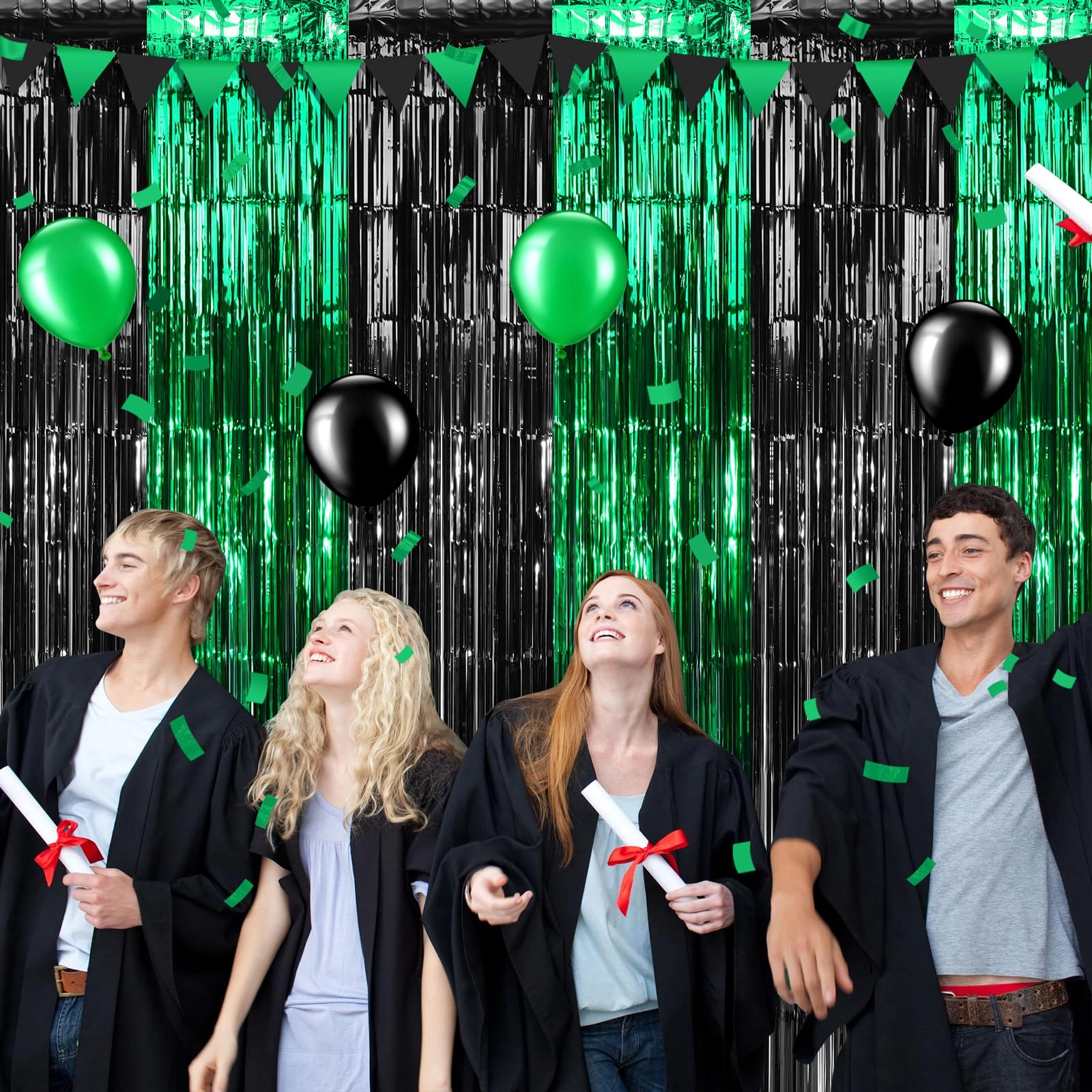 Foil Fringe Curtain - 3 Birthday Graduation Prom Wedding Pack