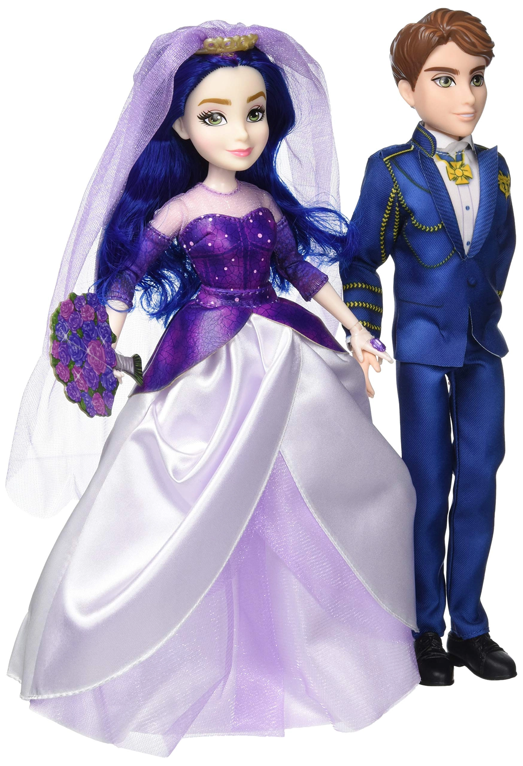 Disney Mal Fashion Doll - Wedding Dress + Ben Fashion Doll - Blue Suit