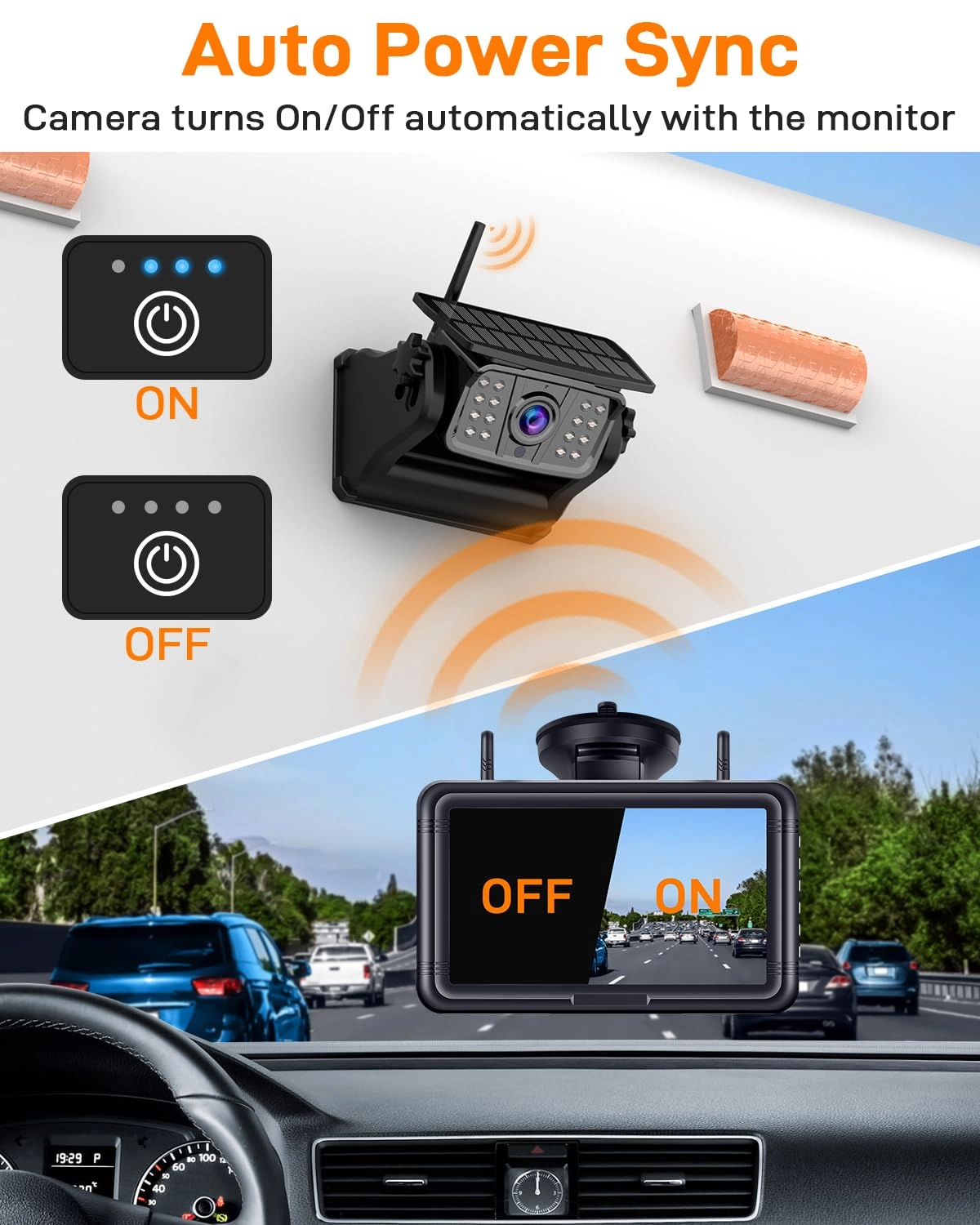 Solar Wireless Backup Camera - Night Vision Wireless 1080P