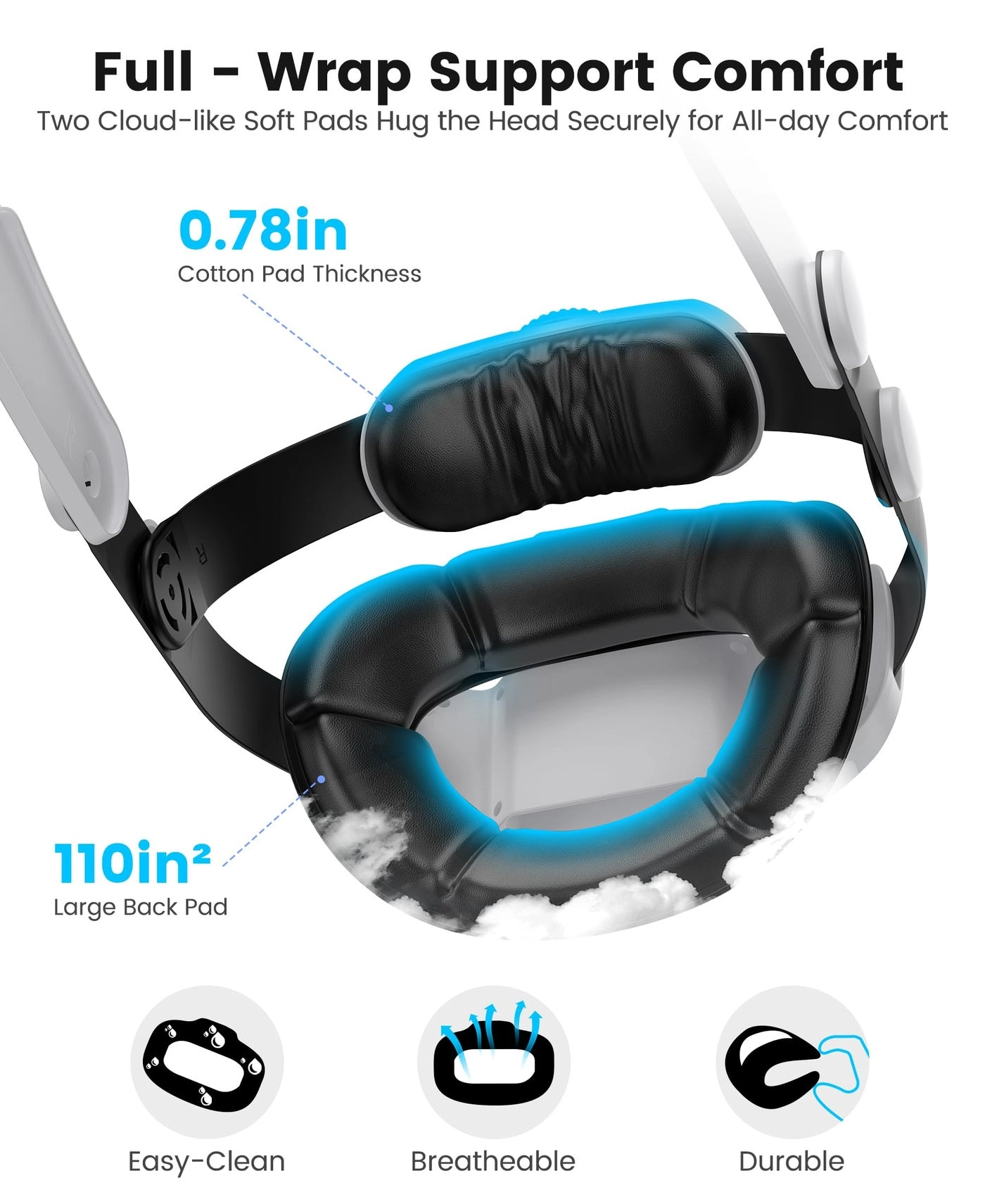 Head Strap - Double Knobs Adjustable Two Large Support Pads