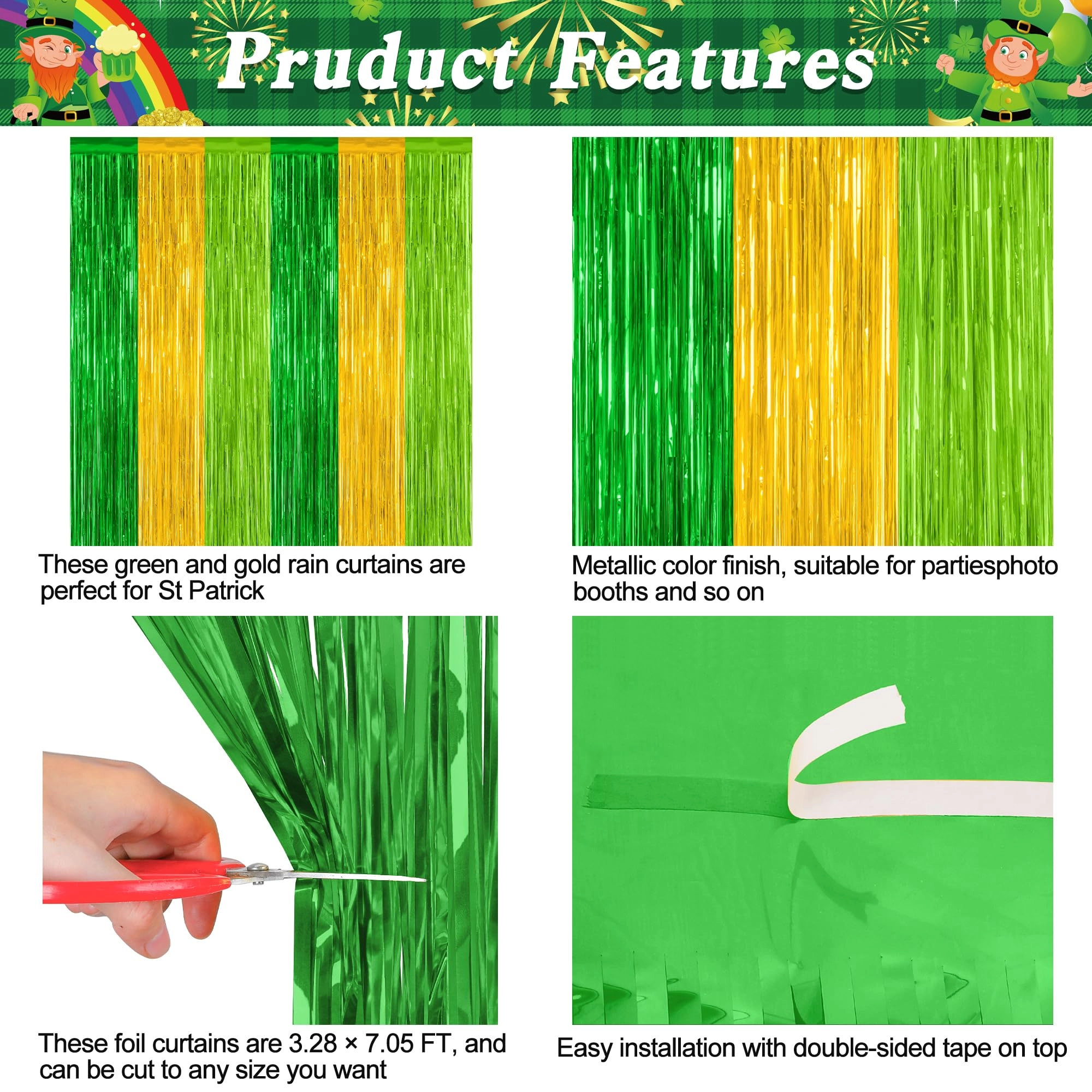 FoilCurtain-Goldgreen - 2 Pack St Patrick