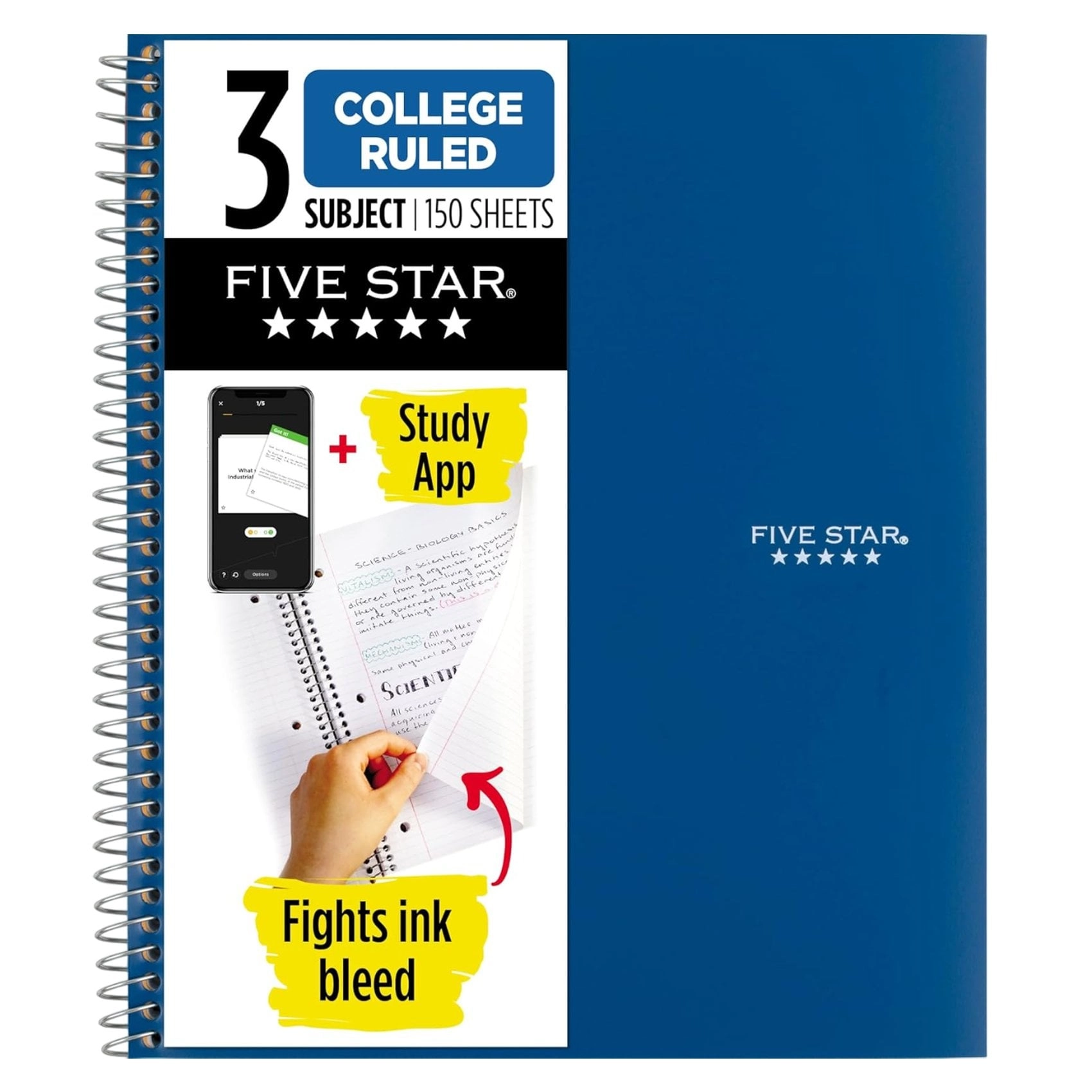 3 Subject Notebook Spiral - Lined 150 Sheets