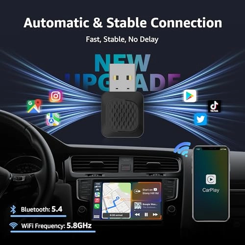 CarPlay Adapter - Wireless Plug & Play for iPhone iOS 10+