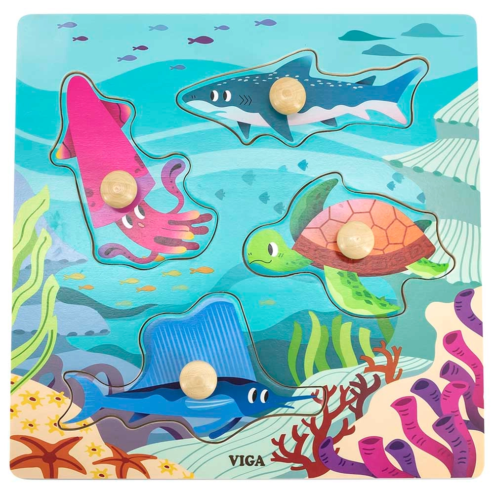 VIGA Wooden Knob Puzzle - Suitable for 12 months & above