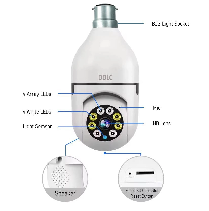 Bulb Light Wireless IP Camera 1080p