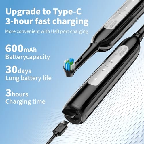 BX11 - 3 Cleaning Modes Type-C Rechargeable 8 Brush Heads
