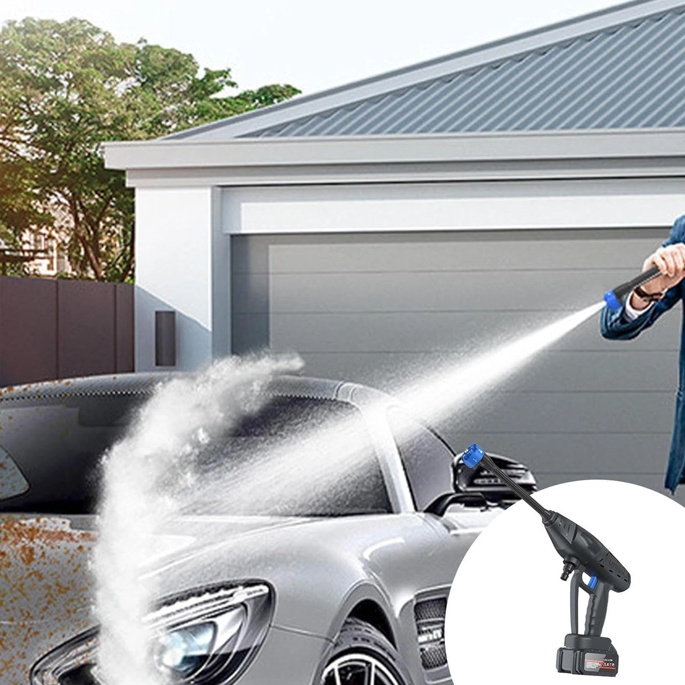 6 in 1 Cordless Portable Pressure Washer - 48V 12000mAh 6 Spray Modes