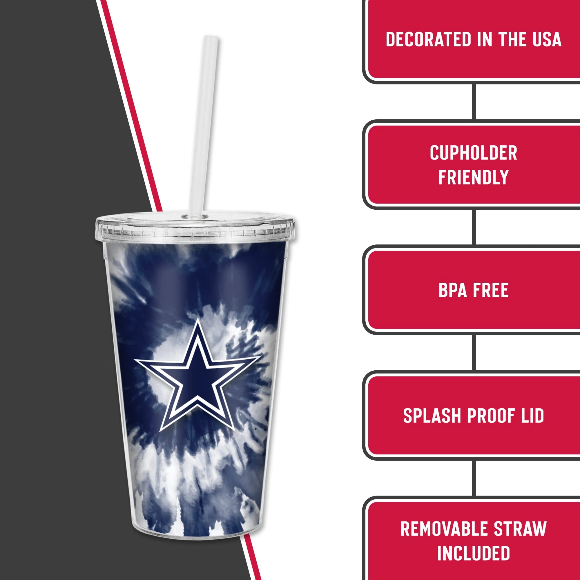 NFL Football Metallic Tie Dye Tumbler - 473ml