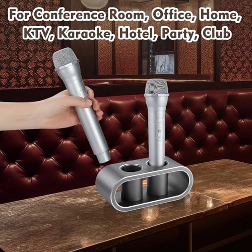 Desktop Microphones Storage Holder - M Brushed black Aluminum