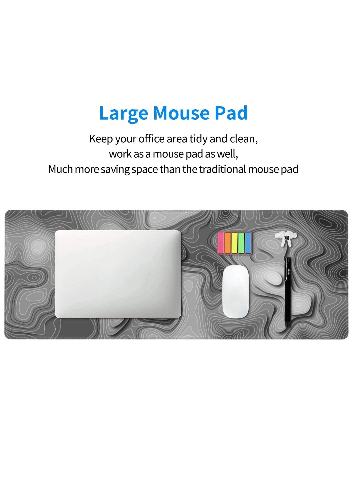 3D Topographic XL Rubber Gaming Mouse Pad - 80x30 cm