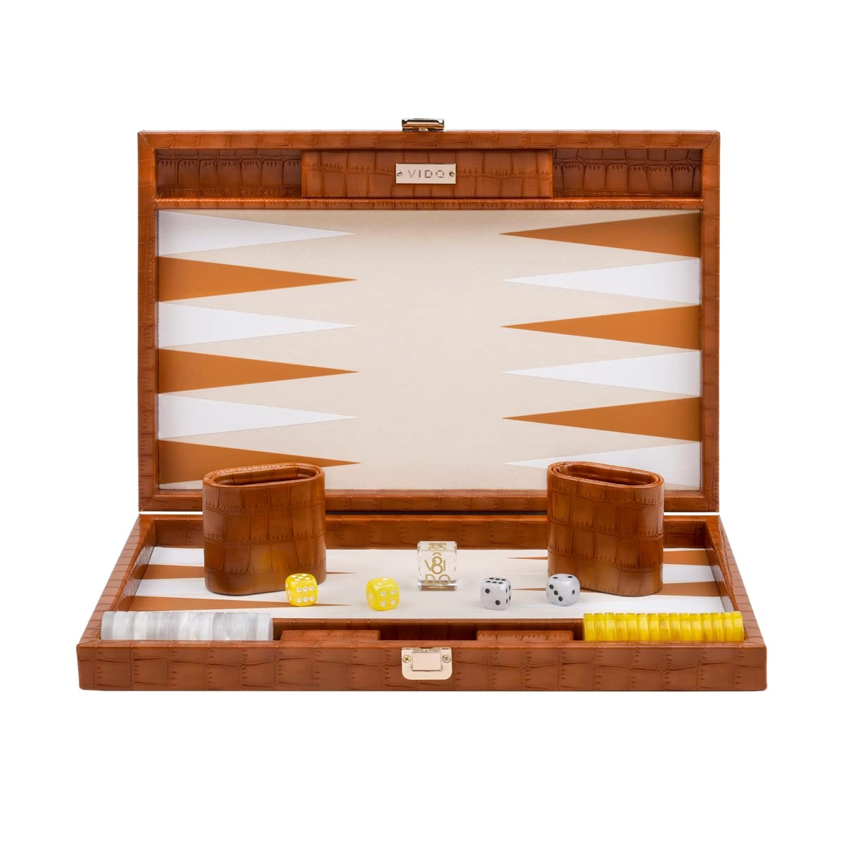 Backgammon Set - Medium Chestnut Vegan Leather