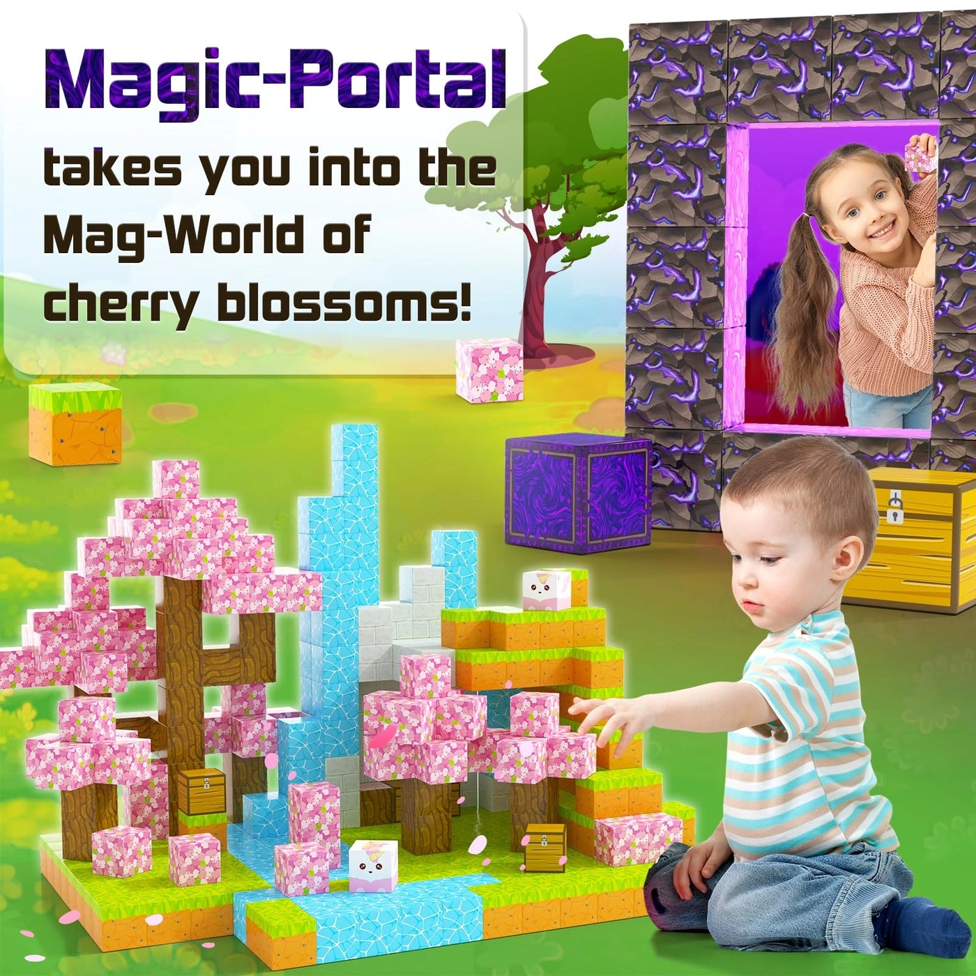 Cherry Blossom Set - Magnetic Blocks Mine World