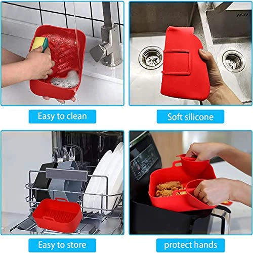 Air Fryer Silicone Pot - 2PCS Red