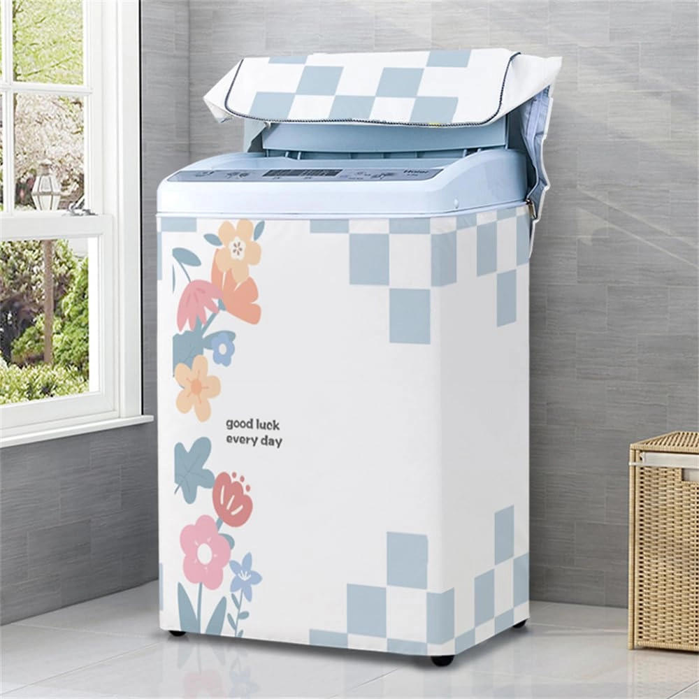 Washing Machine Cover - Top Loader S Blue petals
