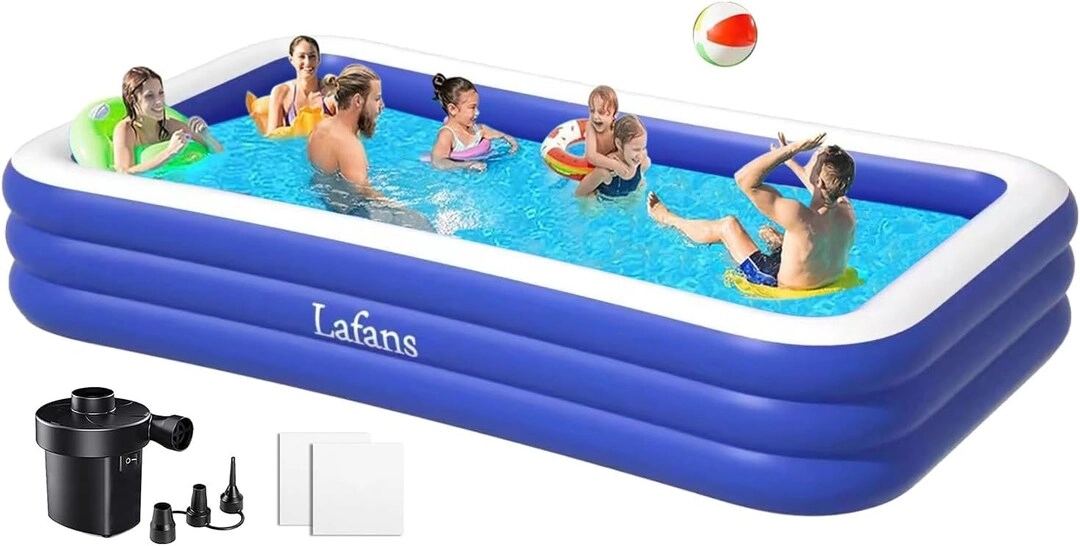 Lafans Large Inflatable Pool with Pump